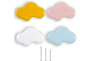 ShipeeKin 4x Bunte Möbelknöpfe Wolke-förmig Süße Schrankknöpfe Knäufe aus Keramik für Kommode, Kleiderschrank, Schubladen in Kinderzimmer