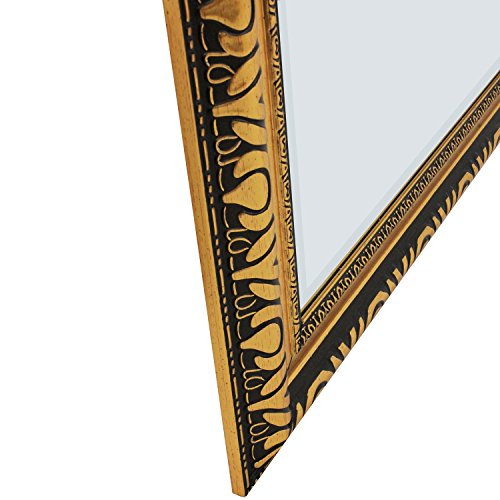 Eleganter Wandspiegel in XL Barspiegel Frisierspiegel Spiegel mit Facettenschliff und Verzierungen 104x53cm – Gold - 5