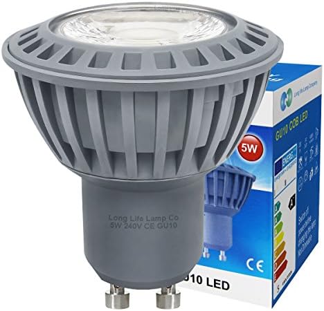 Long Life Lamp 10 Pack GU10 5W COB LED Cool White Colour 50w Replacement for Halogen Bulb with New Chip Technology, Acryl, 5 W