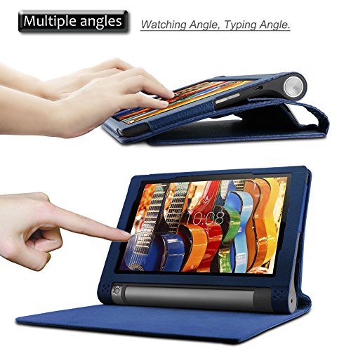 Lenovo Yoga Tab 3 10 Hülle Case, Infiland Slim Fit Folio PU-lederne dünne Kunstleder Schutzhülle Cover Tasche für Lenovo YOGA 3-10 25,7 cm (10,1 Zoll IPS) Tablet(Not für Lenovo Yoga Tab 3 Pro/Yoga Tab 3 10 Plus) (mit Auto Schlaf / Wach Funktion)(Dunkleblau) - 4