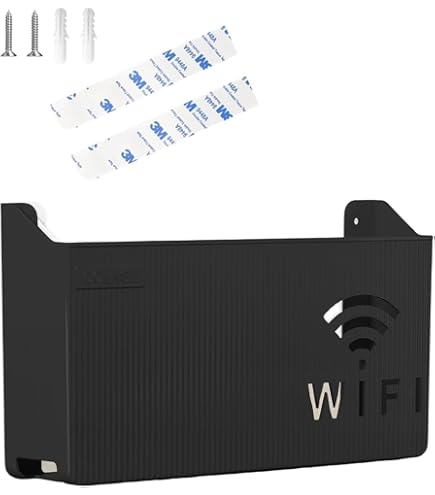 Boîte De Rangement Mural Pour Routeur WiFi Et Modem - Cache Câbles 30x22x6,5 Cm En ABS Blanc - FuxFuis Avec Adhésifs - 5