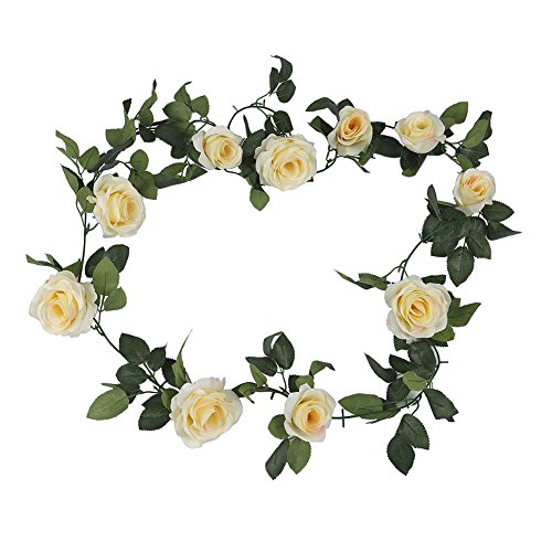 Houda Vintage Künstliche Fake Seide Blumen Girlande Aufhängen pflanzenblättern Home Garten Wand Hochzeit Decor 1 PCS champagnerfarben - 2
