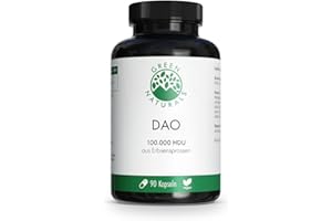 ‎GREEN NATURALS DAO Kapseln VEGAN - Hochdosiert: 100,000 HDU - 100 mg Erbsensprossenpulver je Kapsel zur einfachen Dosierung - 90 Kapseln - Green Naturals®