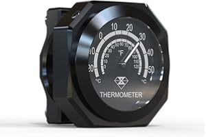 Riloer Jauge de thermomètre de guidon de moto, jauge de température en alliage lumineux étanche Compatible avec Yamaha Kawasaki Suzuki Honda, Noir