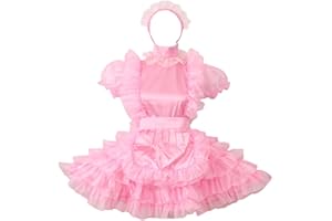 GOceBaby Lockable Sissy Maid Pink Satin Organza Dress Costume For Male