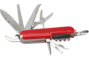 YEHUIMEI 1 Pieza Llavero Multifunción, Navaja Multiusos, Multiusos, Camping, 11 Funciones, Hoja, Grande, Sacacorchos(Rojo)