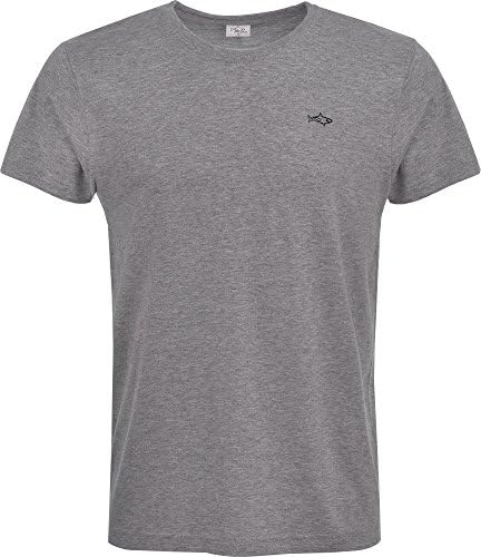 Tshirt mens designer casual John Shark original tees T-shirt black navy white S M L XL XXL short sleeve England (M, Grey)