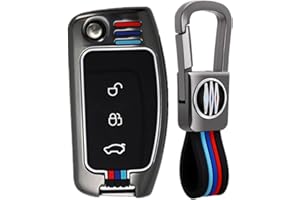 Happyit - Custodia per chiavi dell’auto a 3 pulsanti, in lega di zinco + silicone (A, colore opaco)