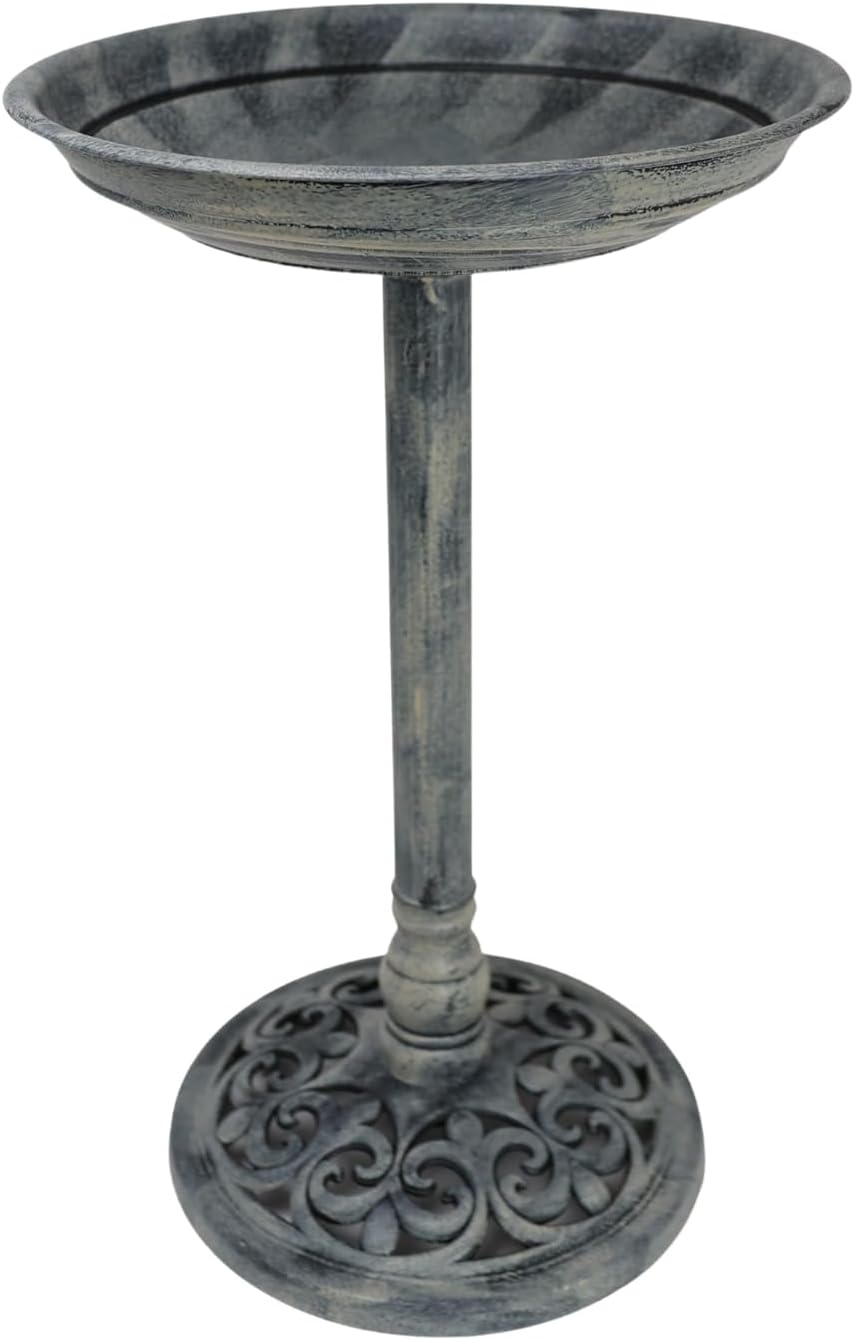 DIVCHI Bird Bath for Garden Freestanding Birdbaths Wild Birds Baths Feeder Bowl Pedestal Birdbath for Outdoors Patio Yard & Lawn Décor (Grey Classic Bird Bath)