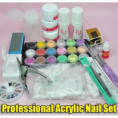 New Premium Acrylic Nail Set , Acrylic Powder French False Nail Art Tips , Acrylic Liquid UV Nail Glue