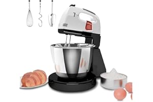 KISEELY Batteurs sur socle, 7 vitesses avec bol en acier inoxydable 3QT, batteur sur socle et à main avec crochet pétrisseur, fouet, batteur mélangeur pour la cuisson (FG2)