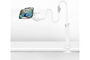 Filltown Schwanenhals-Telefonhalter, Flexibler und Stabiler Telefonhalter, Lazy Arm 360 Grad verstellbare Klemme für bewegliche Telefone und Smartphones (Weiß Handyhalter)