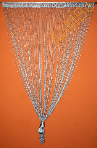 AeMBe – Fadenvorhang Fadengardine Türvorhang – 150cm X 250cm – Grau/Silber – Höchste Qualität - 7