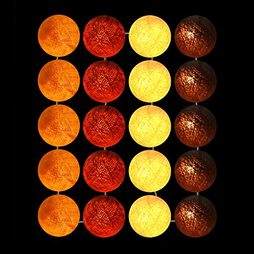 Stimmungs Lichterkette Baumwollkugeln zum dekorieren für Innenräume mit 20 Bällen in braun – beige - 4