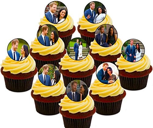 Made4You Royal Wedding Prince Harry and Meghan - Edible Cupcake Toppers - Pre-cut Wafer Cake Decorations (Pack of 30)