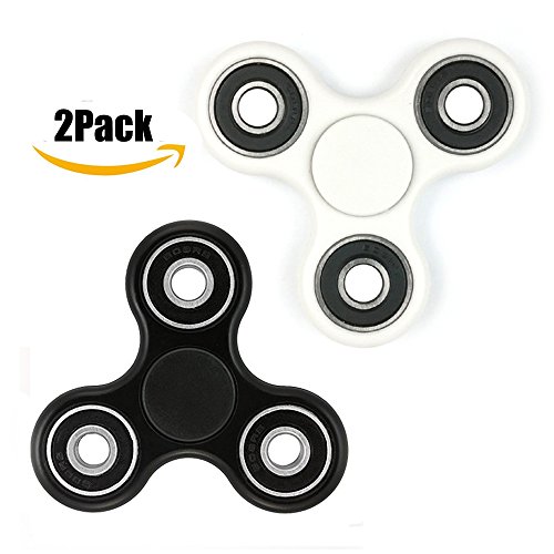 Hand Spinner Fidget Spinner Spielzeug Stress Reducer Tri-Spinner Fidget Premium Hybrid Keramik Lager EDC Focus Spielzeug für Töten Zeit entlasten Stress (2Pack(Weiß+Schwarz))HS053BW