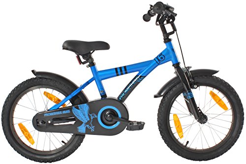 PROMETHEUS Kinderfahrrad 16 Zoll Jungen in Blau & Schwarz mit Stützrädern | Seitenzugbremse und Rücktrittbremse | ab 5 Jahren | 16“ BMX Edition 2017 - 5