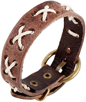 TIZIKJ Simple Bracelet Male Ladies Retro Leather Manual Weave