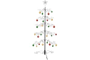 HOHIYA 84 Inch Ornament Display Tree Stand Metal Christmas Wrought Iron Hanger Hook for Halloween Hanging Decorations Eco Gift Black