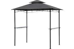 Sekey Grill Pavillon 2.45 x 1.50m, Wasserdicht Gartenlauben Gartenzelt Partyzelt für Garten/Partys/Picknick/BBQ´s, UV-Schutz 50+, Grau