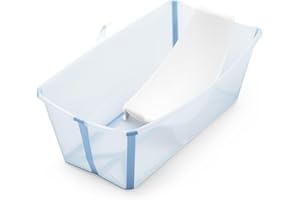 Stokke Flexi Bath (Ocean Blue) with Newborn Support - Durable & Easy to Store - Convenient to Use at Home or When Travelling - Best for Newborns & Babies Up to 48 Months