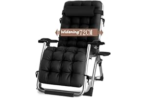 CHAIRQEW Liegestuhl Klappbar Relax-Liegestuhl, Patio Liegen mit Getränkehalter und Kopfpolster, Terrasse Balkon Garten, Unterstützung 200kg (Color : Black)