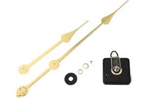 Gettimore Mécanisme d'horloge à quartz silencieux à couple élevé de rechange pour horloge murale de 50 à 60 cm, 5 à 8 mm d'épaisseur, aiguilles longues (doré 2)