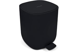 Yourcasa Bathroom bin 5L with lid [Softclose] - Stylish Design - Bedroom small and slim toilet trash can with pedal [Non Slip] sanitary cosmetic dustbin - toilet trashcan waste rubbish trash (Black)
