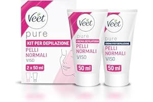 Veet Kit Depilazione Viso e Baffetti, Crema Depilatoria per Pelli Normali, 50 ml + Crema Post-Epilazione, Dermatologicamente Testato, 50 ml
