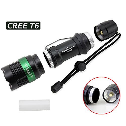 Sidiou Group Super helle Cree T6 LED Taschenlampe 900 Lumen-7W Zoomable Fackel mit 1 x 3.7V 3000mAh 18650 Li-Ionen-Akku (Taschenlampe + Batterie) - 4