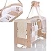 Produktbild LCP Kids - 9 teiliges Baby Bettwäsche Komplettset mit Himmel, Nestchen - Baumwolle - geprüfte Textilien, Motiv gestickt: Bär creme
