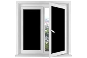 GJIE Blackout Window Film Blackout Window Cover Black Film for Glass Windows, Privacy Light Blocking UV Protection, Glass Window Sticker Dark Black out Window Film Frosted Matt Black (Black, 44.5 x 200 cm)