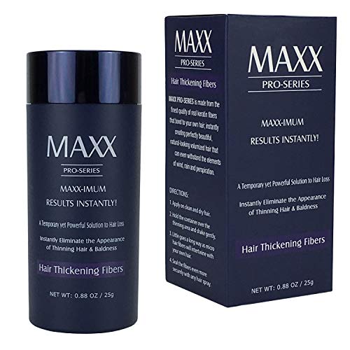 MAXX PRO-SERIES Volumizing Fibras del cabello con queratina real para adelgazar el cabello / Pérdida del cabello - 60 días + suministro - Resultados al instante (Rubio medio)