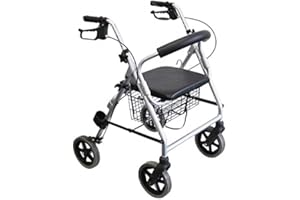 Trendmobil LR 56 oder LR 53 - Aluminium Rollator (6,7 kg) mit Korb, Stockhalterung, PU-Bereifung, Höhenverstellbaren Griffen, Gepolstertem Rückenbügel und Sitzfläche - Silber