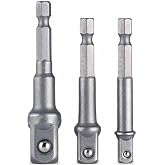 3'l&uuml; Lokma Adapt&ouml;r&uuml; Seti, 1/4", 3/8", 1/2" &Ccedil;elik, Matkap ve Vidalama Aletleri i&ccedil;in 1/4" Hex Plus