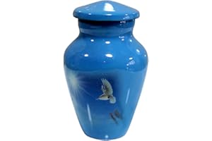 eSplanade Urne Funéraire en Métal | Urnes commémoratives | urnes | Urnes pour contenir des Cendres | Urnes commémoratives - urnes en métal pour la crémation (Pigeon Bleu)