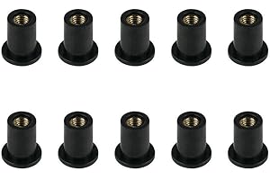 WOETWOAT 10 Pcs M4/M5/M6 Pare-brise Wellnut,Écrou de Puit Écrou de Pare-Brise de Moto Boulon de Pare-Brise en Caoutchouc et Laiton Métrique Boulon de Vis de Pare-Brise (Straight cylinder, M4)