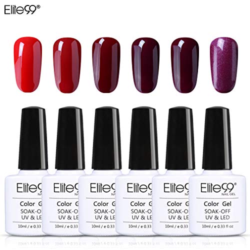 Elite99 Vernis Semi permanent Lot de Vernis à Ongles 6pcs Nail Gel Kit Manucure UV LED Soakoff Pour ongle et pédicure, 10ml 007