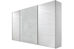‎RAUCH MÖBEL Rauch Schwebetürenschrank 3-türig Weiß Alpin, Absetzung Weiß-Glas, BxHxT 315x210x62 cm