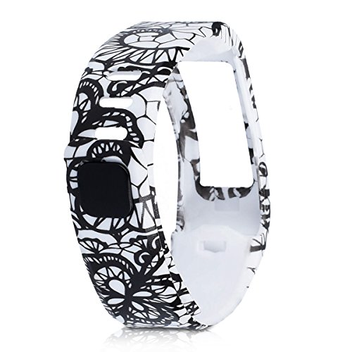 kwmobile 2in1 Set: 2x Sport Ersatzarmband für Garmin Vivofit in Spitze Schwarz Weiß, Aztec Ornamente Schwarz Weiß, Innenmaße: ca. 15 – 21 cm - 4