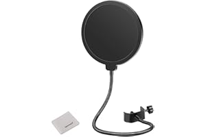 NEEWER Pop Filtro Micrófono Compatible con Blue Yeti Mic, Pantalla Anti-Pop Profesional de Doble Capa con Tubo Flexible de 360°, Clip Ajustable y Paño de Limpieza, NW(B-3)