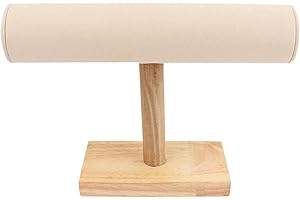 Sharplace Présentoir à Bijoux, Support de Barre En T, Organisateur de Rangement, Montres, Colliers, Chaîne En Bois, Bracelets, Bracelets, Organisation, Vitrine, Grand Beige