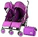 Zeta Citi TWIN Stroller Buggy Pushchair - Plum Double Stroller With Bag