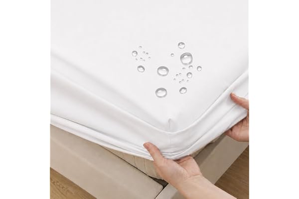 OFFCUP Madrasskydd 140 x 200 cm vattentätt dra-på-lakan, perfekt anpassat madrasskydd med andningsförmåga och fuktskydd, högk