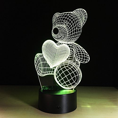 3D Lamp Bear Optical Illusion - Ticent 7 Colour Changing Night Lights Art Sculpture Bedroom Table Lamps for Kids, Boys and Girls