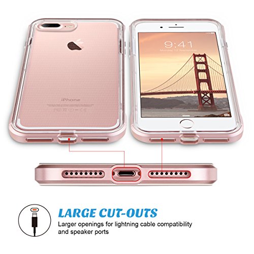 iPhone 7 Plus Case, ULAK Shock Absorption Bumper Frame [Drop Protection] Soft Clear Slim TPU Back Case Cover for Apple iPhone 7 Plus 5.5 Inch 2016ï¼ˆRose Gold)