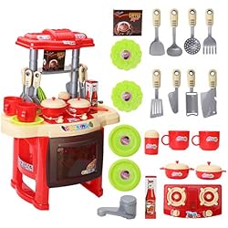Dittzz 23 Pièces Jouet de Cuisine Ustensiles de Cuisine avec des Fonctions de lumières et Sons - Jeu de Rôles pour Enfant Garçons et Filles