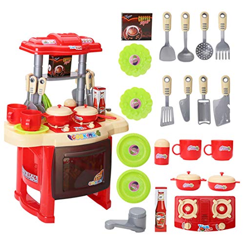 Dittzz 23 Pièces Jouet de Cuisine Ustensiles de Cuisine avec des Fonctions de lumières et Sons - Jeu de Rôles pour Enfant Garçons et Filles