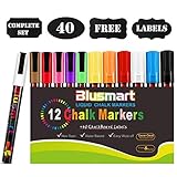 Uso para - Los marcadores de tiza líquida Blusmart utilizan tinta única que da vida a los colores. Nuestros colores fluorescentes despertarán su creatividad. Perfecto para uso en tableros de menú, etiquetas de pizarra, papel de pizarra, tableros de bistro, ventanas de la casa, ventanas de coches, tableros brillantes, espejos, plástico, metal y mucho más. Perfeccione para el uso diario y la decoración o los regalos para las vacaciones próximas.
