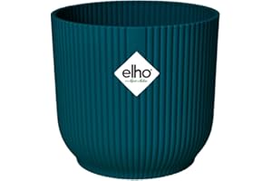 Elho Vibes Fold Rond 14 - Pot De Fleurs pour Intérieur - Plastique 100% Recyclé - Ø 14.1 x H 12.9 cm - Bleu/Bleu Foncé